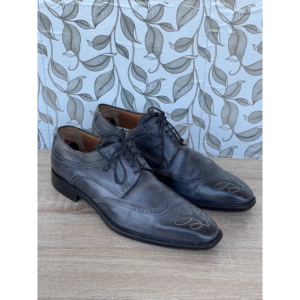 Stefano Branchini Gray Leather Chisel Toe Shoes 7.5 Vintage Italy